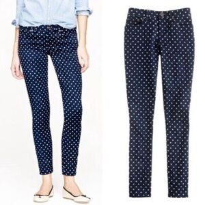 J.Crew Toothpick Ankle Jeans Blue White Polka Dot Skinny Sz 31